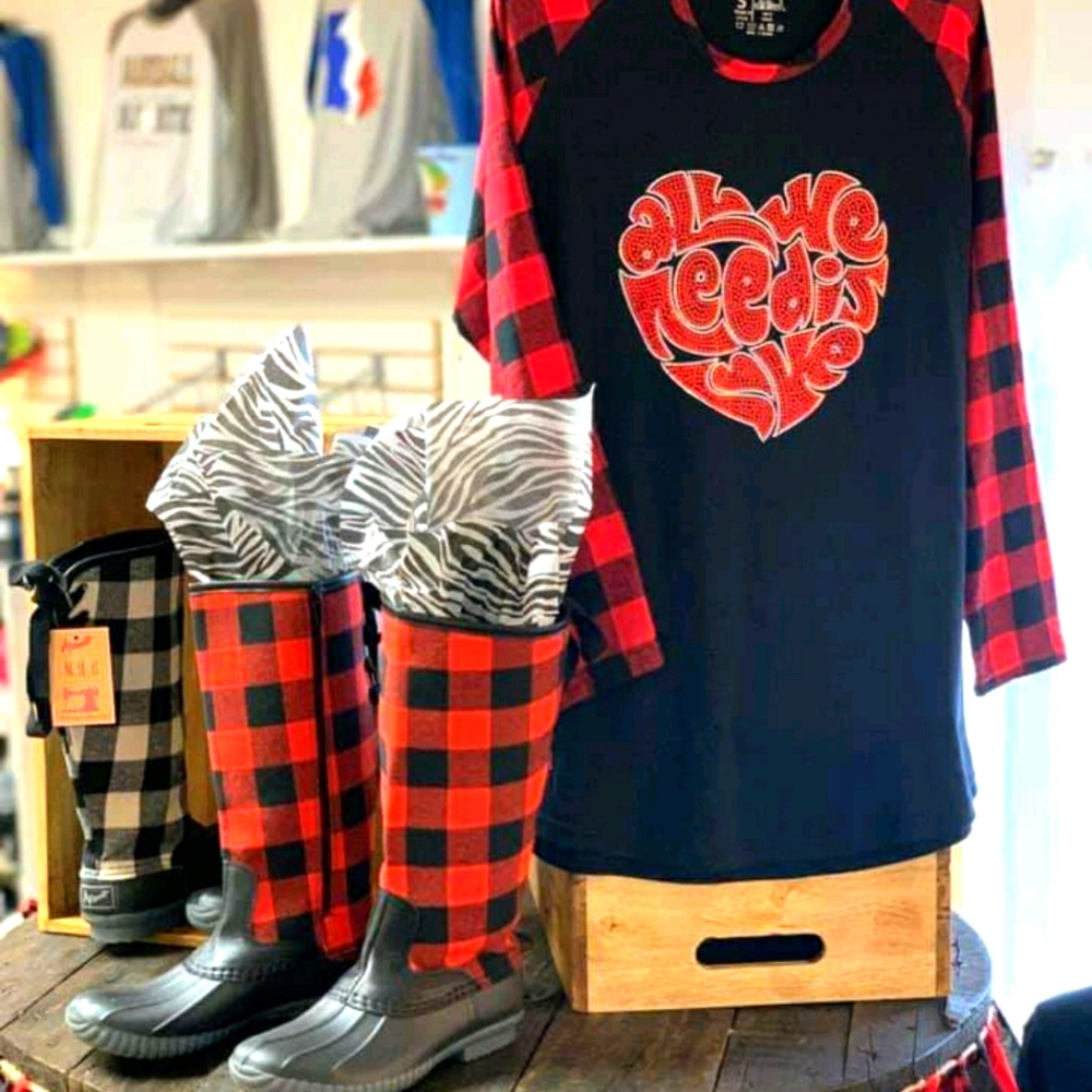 Water resistant boots - red/black checker - also white/black checker